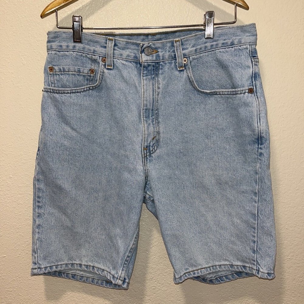 Vintage Levis 505 Denim Jean Shorts‎ Regular Fit Mens 34 Blue Light Wash